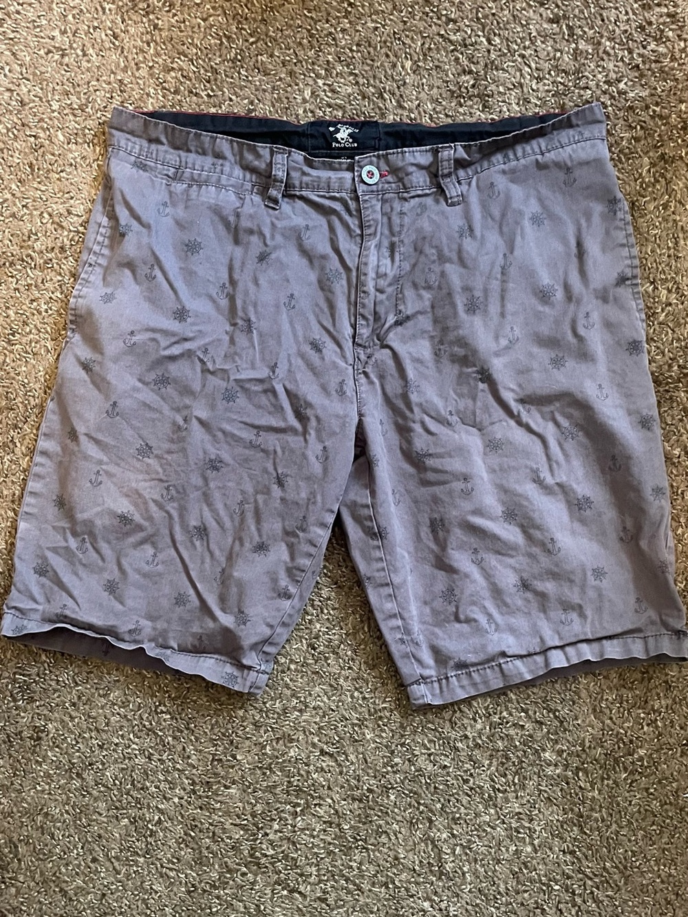 Beverly Hills Polo Club Gray Anchor-Print Flat Front Shorts